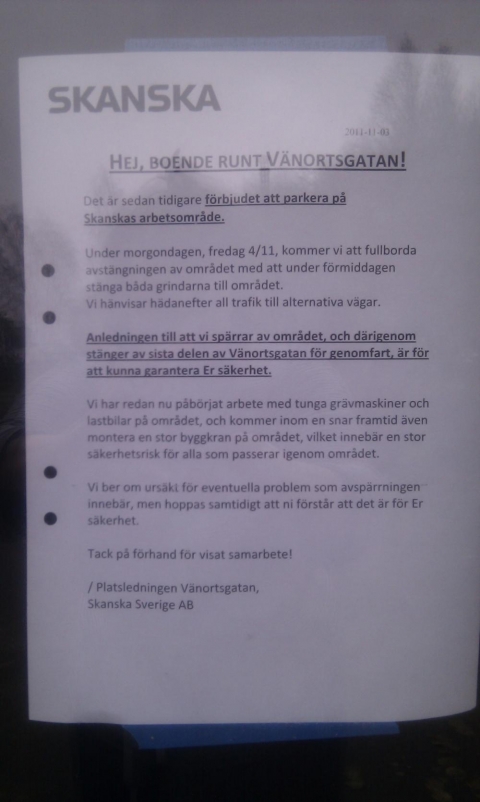 SKANSKAs info till boende 