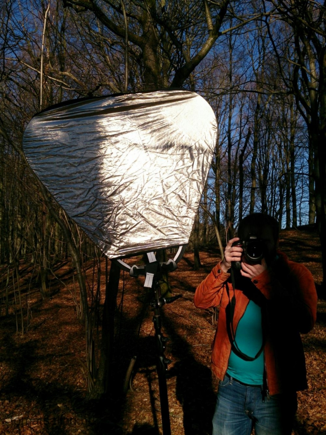 reflexskärm och fotograf